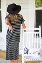 Load image into Gallery viewer, BLACK + WHITE STRIPED MAXI