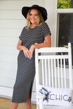 Load image into Gallery viewer, BLACK + WHITE STRIPED MAXI