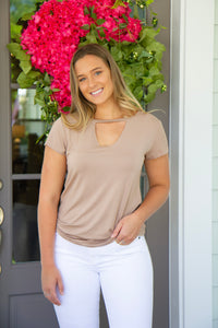 NOT YOUR AVERAGE TEE--TAUPE