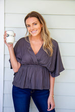 Load image into Gallery viewer, SOMERS NIGHT BLOUSE- CHARCOAL