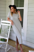 Load image into Gallery viewer, WHITE + BLACK STRIPED MAXI