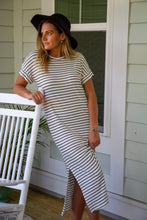 Load image into Gallery viewer, WHITE + BLACK STRIPED MAXI