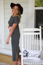 Load image into Gallery viewer, BLACK + WHITE STRIPED MAXI